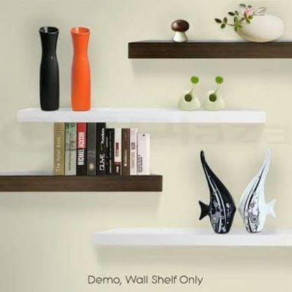 Wood Land Wall Mounted White & Black Floating Shelves, Book Storage Rack Shelf wooden shelves