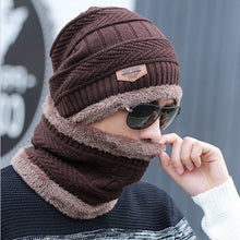 Winter Knitting Skull Cap and Neck Scarf Wool Warm